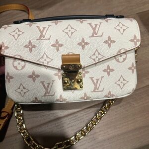 White and Tan monogram designer Crossbody Bag